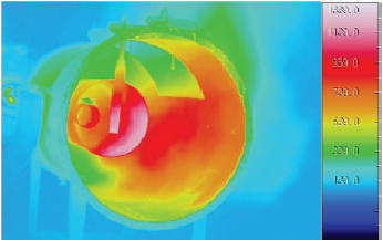 Thermography Image (Max. 1,350 Deg. C), Bunker A : Function Water = 70 : 30, Max. Burning Temperature : Recorded 1,350 Deg. C 
