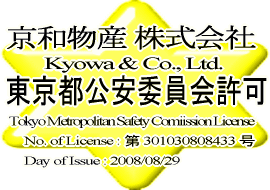 Tokyo Metropolitan Safety Comiission License -      s     ﾏ�  �許   - No. of License F301030808433   Day of Issue F2008/08/29