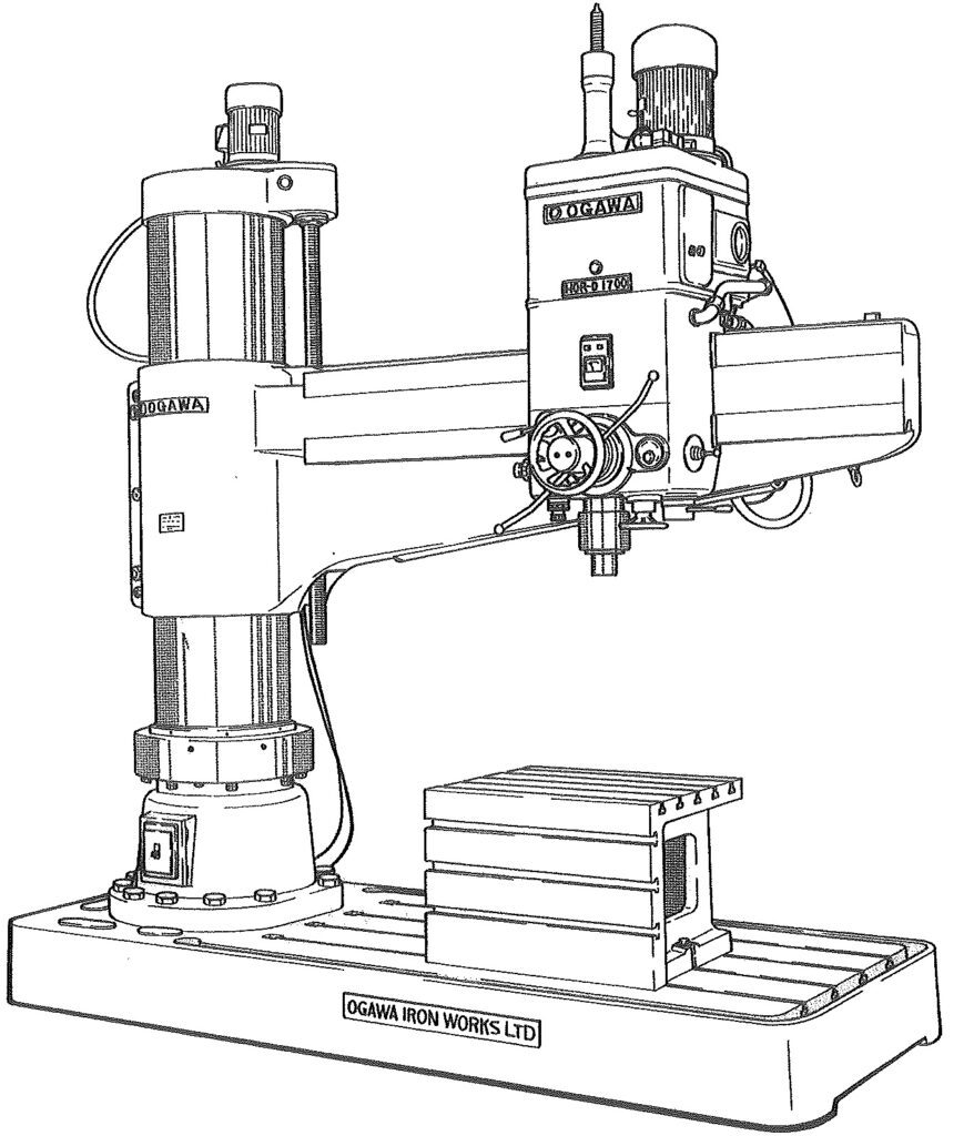 Ogawa Radial Drilling-Machine (HOR-D1700, 1985yr) の本体図です。