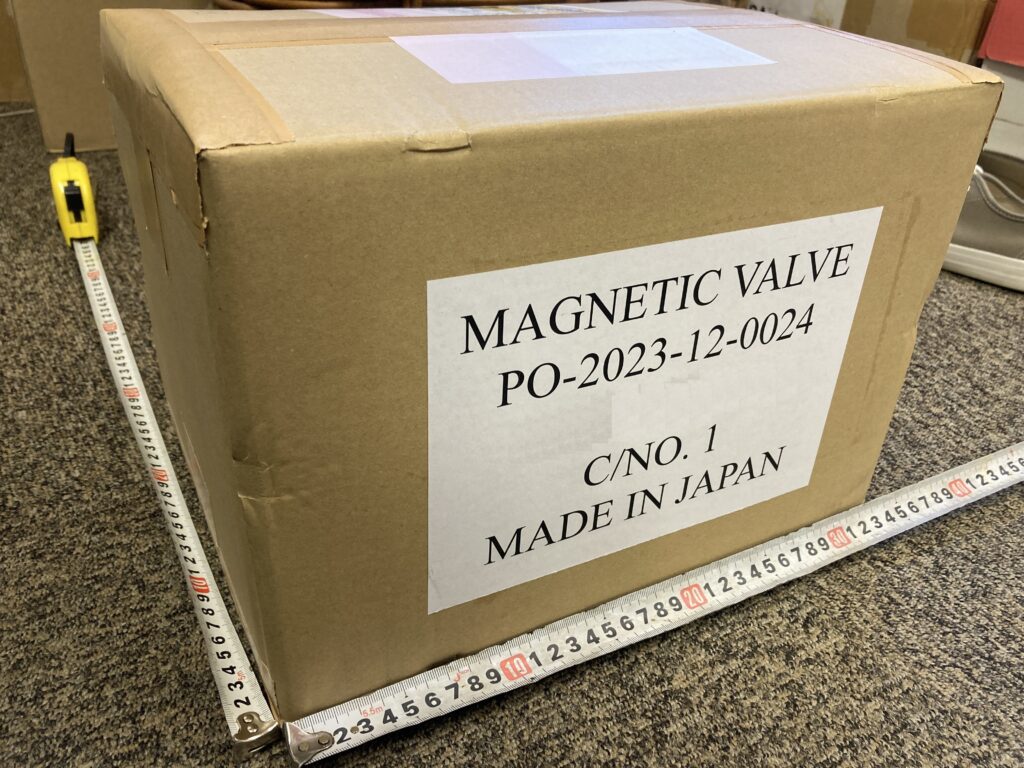 荷崩れしないよう、丁寧に輸出梱包をします。ビーエヌ精機 マグネチックアンロードバルブ  Magnetic Unloader Valve MRCA-103 B-N Seiki 田邊コンプレッサー TANABE COMPRESSOR
