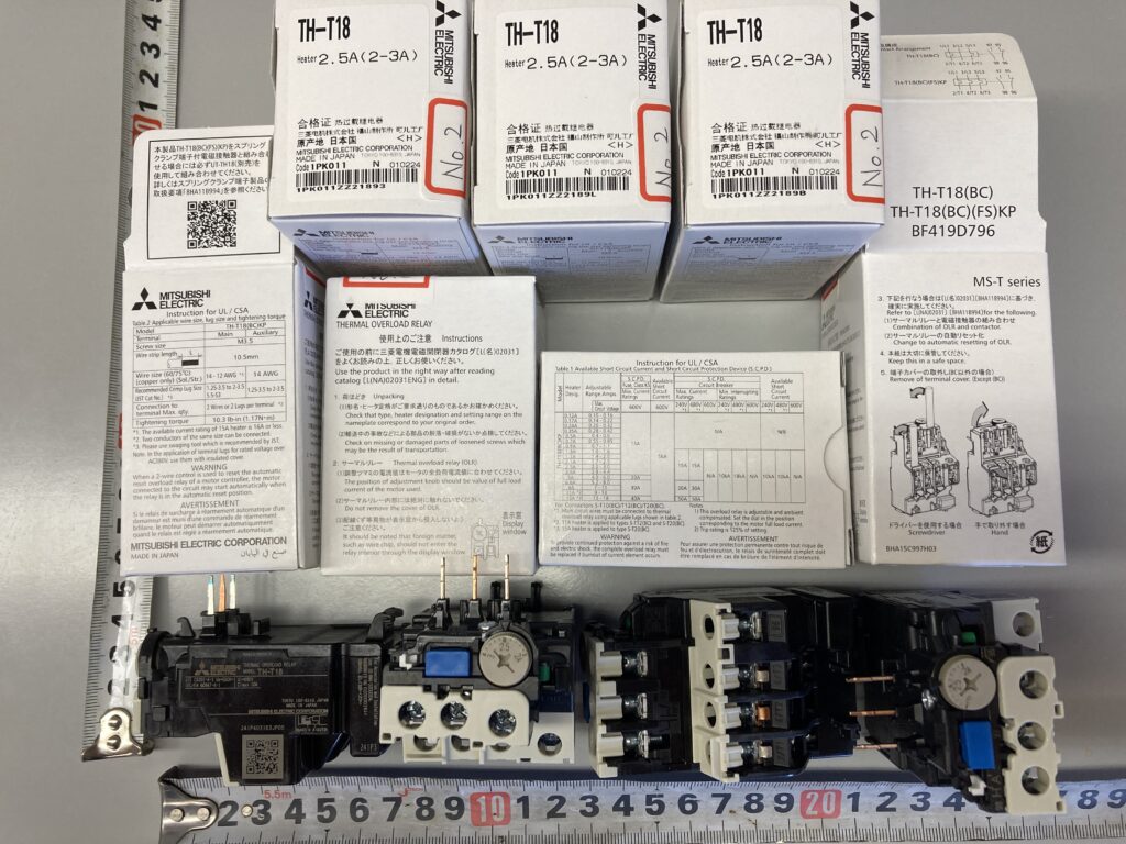 三菱電機製 サーマルリレー TH-T18、ヒーター呼び (Setting Current)  : 2.0 ~ 3.0 A。保護継電器 Thermal Relay TH-T18 TH-T50 Mitsubishi Electric Corporation